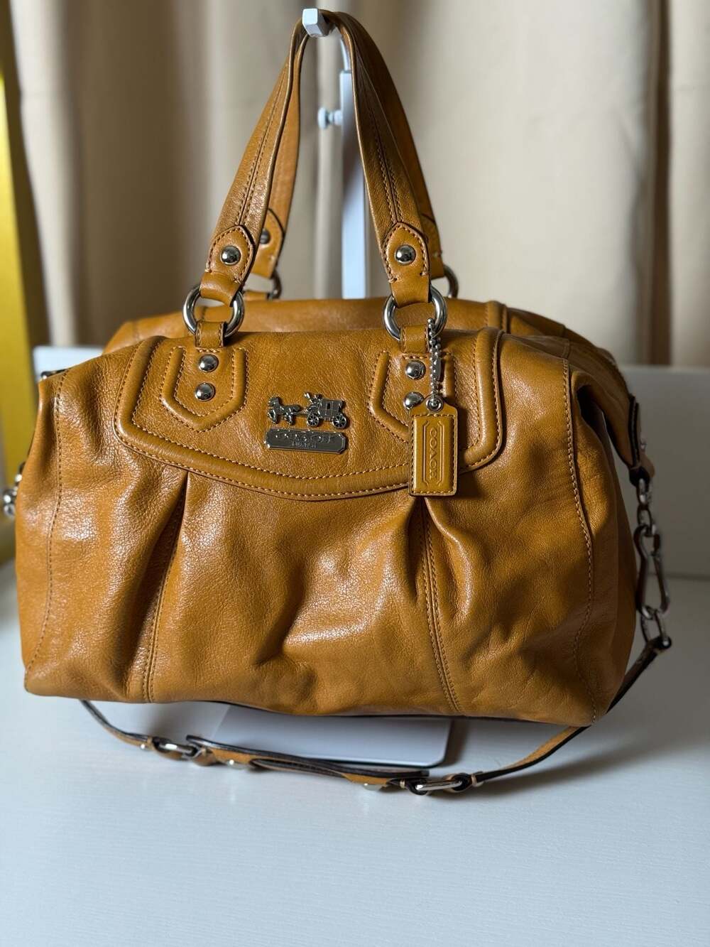 Coach Ashley Leather Satchel in Sunflower Yellow